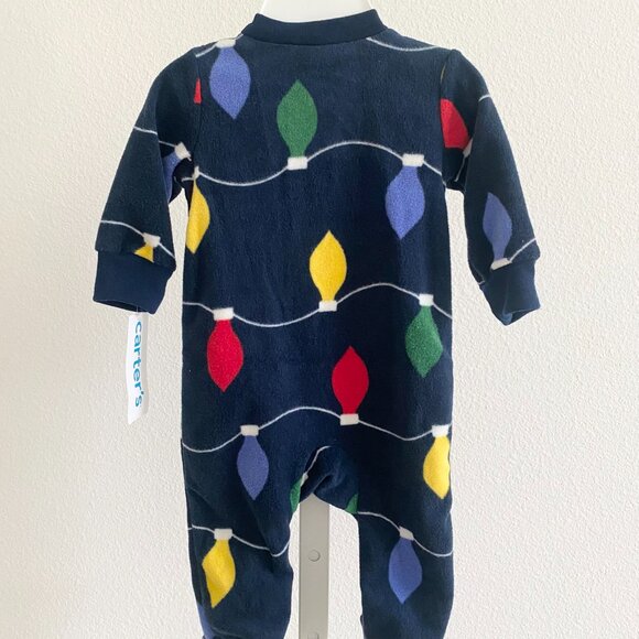 Carter's Baby Boy & Girl Christmas Lights Fleece Sleep and Play Size 3M Footed - Picture 4 of 5